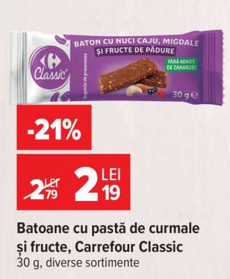 Batoane cu pastă de curmale și fructe, Carrefour Classic