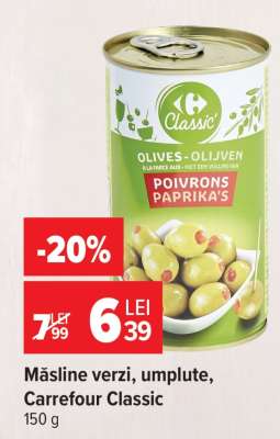 Măsline verzi, umplute, Carrefour Classic