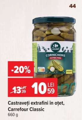 Castraveți extrafini în oțet Carrefour Classic