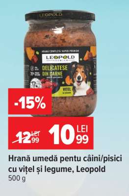 Hrană umedă pentru câini/pisici cu vițel și legume, Leopold