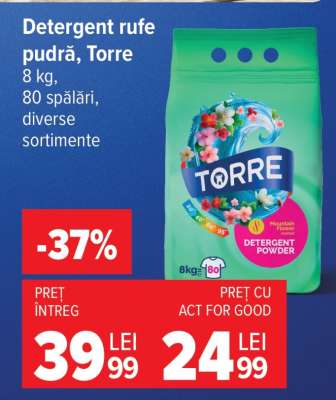 Detergent rufe pudră, Torre