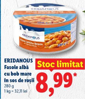 ERIDANOUS Fasole albă cu bob mare, în sos de roșii