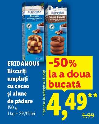 ERIDANOUS Biscuiți umpluți cu cacao și alune de pădure