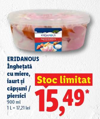 ERIDANOUS Înghețată cu miere, iaurt și căpșuni / piersici