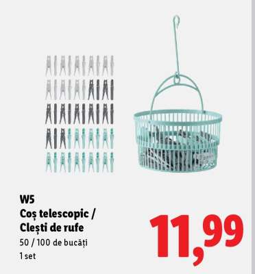 W5 Coș telescopic / Clești de rufe