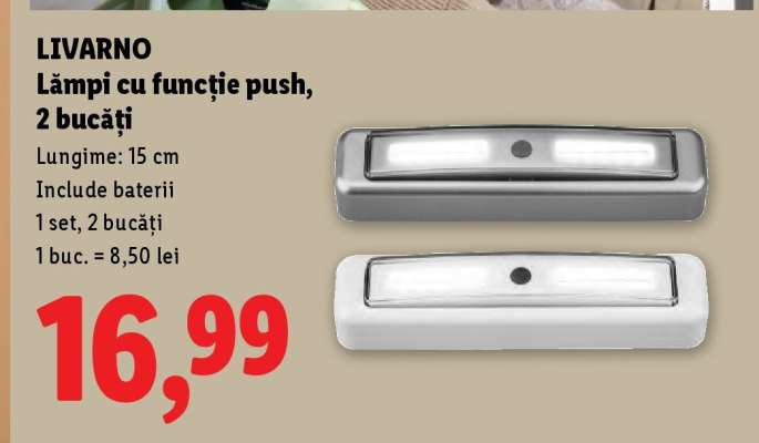 LIVARNO Lămpi cu funcție push, 2 bucăți