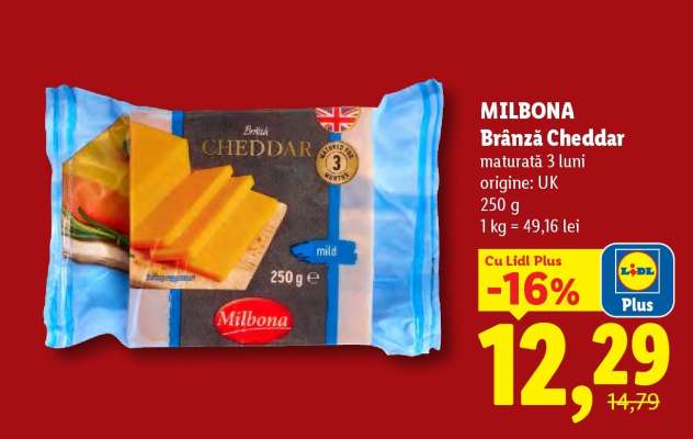 Milbona Brânză Cheddar