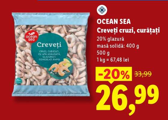 OCEAN SEA Creveți cruzi, curățați