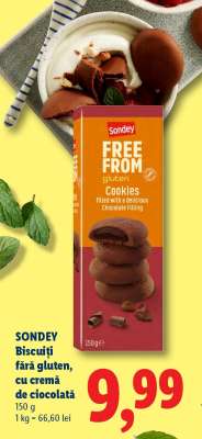 Sondey Biscuiți fără gluten, cu cremă de ciocolată