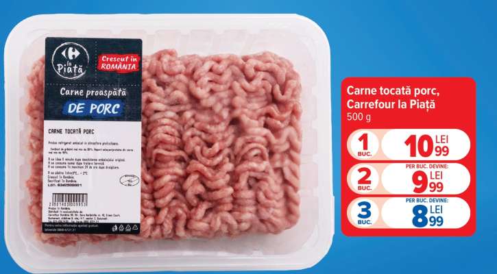 Carne tocată porc, Carrefour la Piață