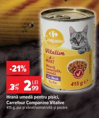 Hrană umedă pentru pisici Carrefour Companino Vitalive