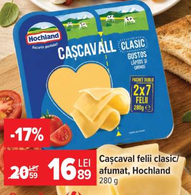 Cașcaval felii clasic/afumat Hochland