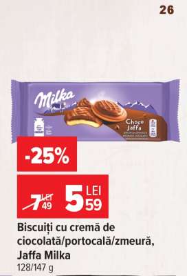 Biscuiți cu cremă de ciocolată/portocală/zmeură, Jaffa Milka