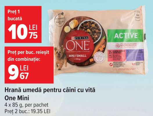 Hrană umedă pentru câini, cu vită, One Mini