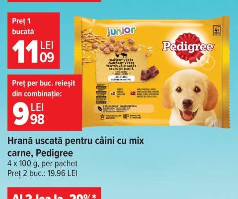 Hrană uscată pentru câini cu mix carne, Pedigree