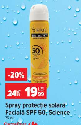Spray protecție solară Facială SPF 50, Science