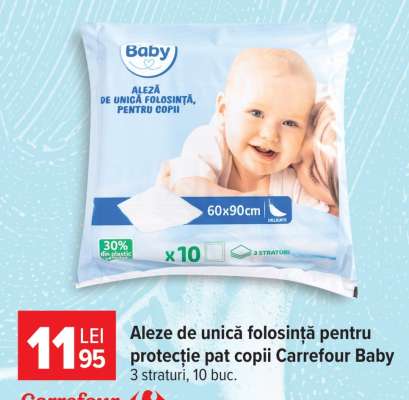Așternuturi de unică folosință pentru protecție pat copii Carrefour Baby