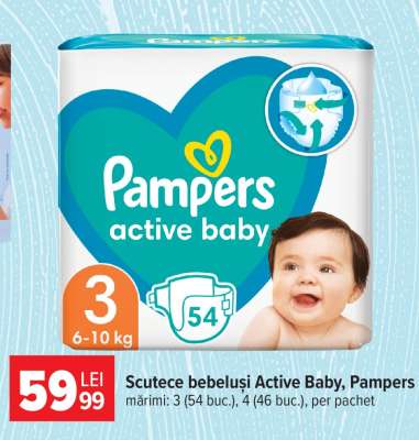 Scutece bebeluși Active Baby, Pampers