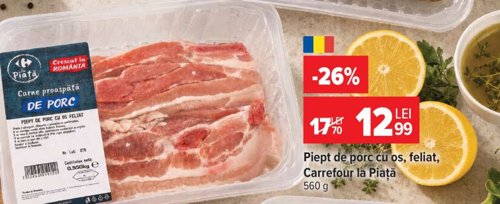 Piept de porc cu os, feliat, Carrefour la Piață