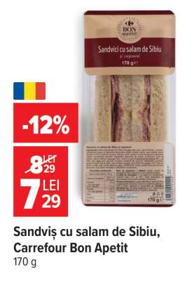 Sandviș cu salam de Sibiu, Carrefour Bon Apetit