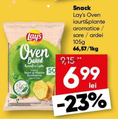Lay's Oven iaurt&plante aromatice / sare / ardei 105g