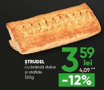 Ștrudel cu brânză dulce și stafide