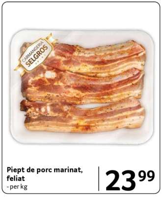 Piept de porc marinat, feliat