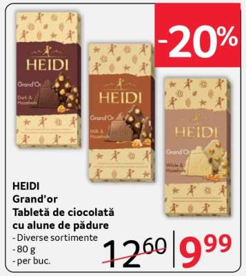 HEIDI Grand’or Tabletă de ciocolată cu alune de pădure