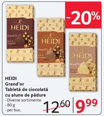 HEIDI Grand’or Tabletă de ciocolată cu alune de pădure