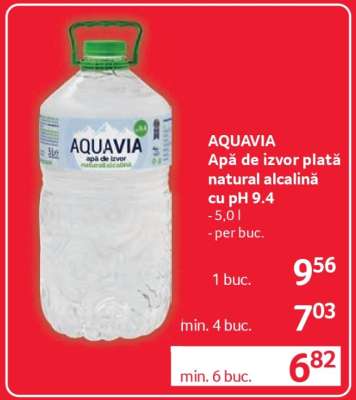 AQUAVIA Apă de izvor plată natural alcalină cu pH 9.4
