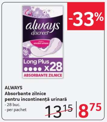 ALWAYS Absorbante zilnice pentru incontinență urinară