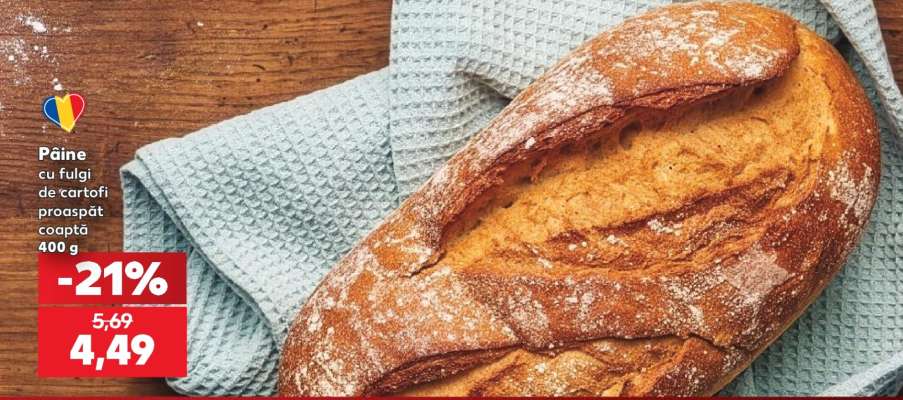 Pâine cu fulgi de cartofi proaspăt coaptă 400 g