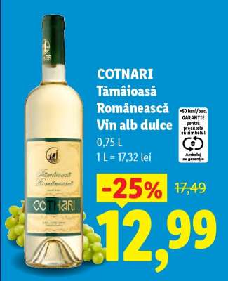 Cotnari Tămâioasă Românească Vin alb dulce
