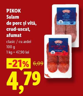 PIKOK Salam de porc și vită, crud-uscat, afumat