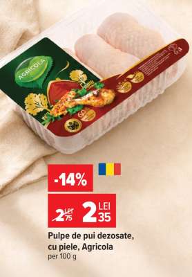 Pulpe de pui, dezosate, cu piele, Agricola