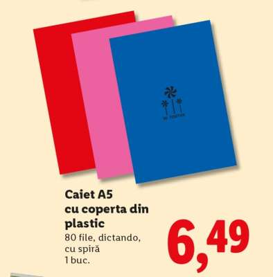 Caiet A5 cu coperta din plastic