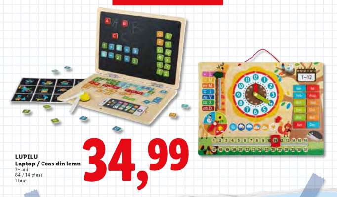 LUPILU Laptop / Ceas din lemn