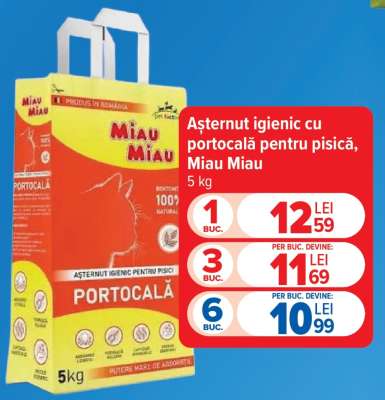 Așternut igienic cu portocală pentru pisică Miau Miau