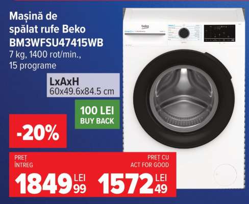 Mașină de spălat rufe Beko BM3WFSU47415WB