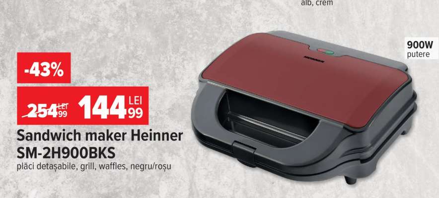 Sandwich-maker Heinner SM-2H900BKS