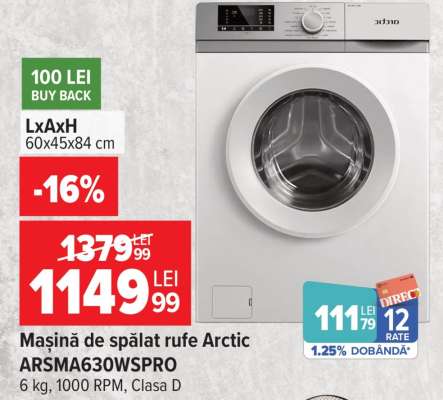 Mașină de spălat rufe Arctic ARSMA630WSPRO