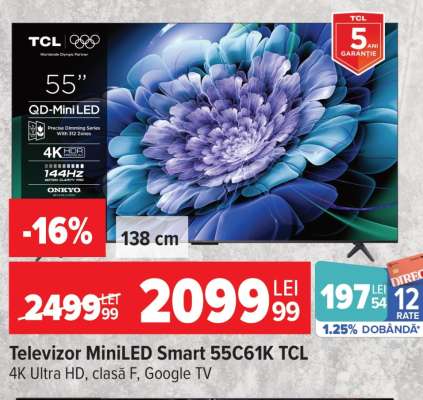 Televizor MiniLED Smart 55C61K TCL
