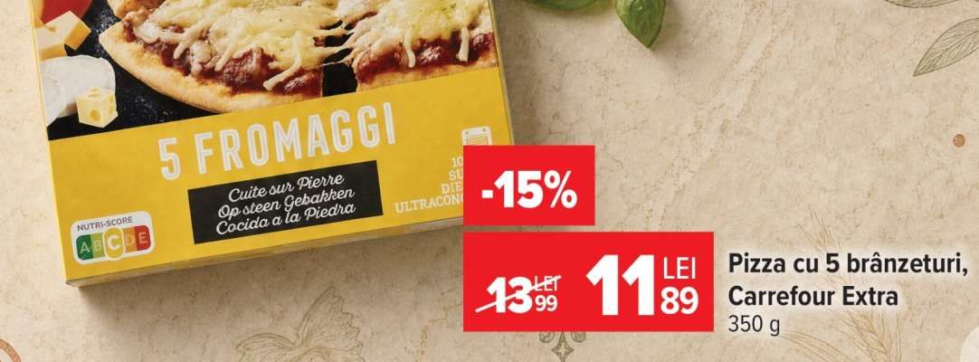 Pizza cu 5 brânzeturi, Carrefour Extra
