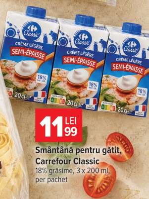 Smântână pentru gătit, Carrefour Classic