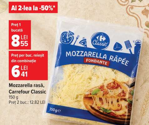 Mozzarella rasă Carrefour Classic