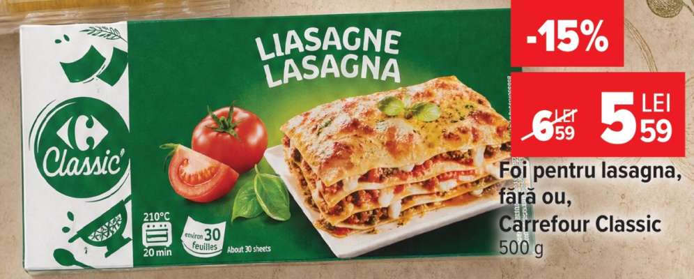 Foi pentru lasagna, fără ou, Carrefour Classic