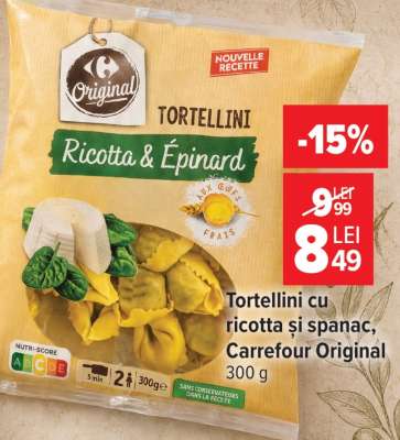 Tortellini cu ricotta și spanac, Carrefour Original
