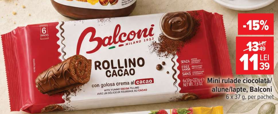 Mini rulade ciocolată/alune/lapte, Balconi
