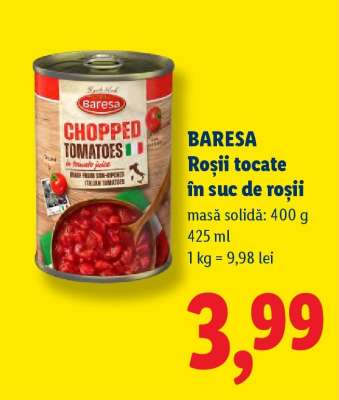 BARESA Roșii tocate, în suc de roșii