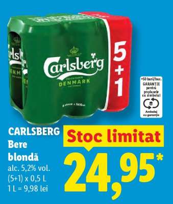 CARLSBERG Bere blondă